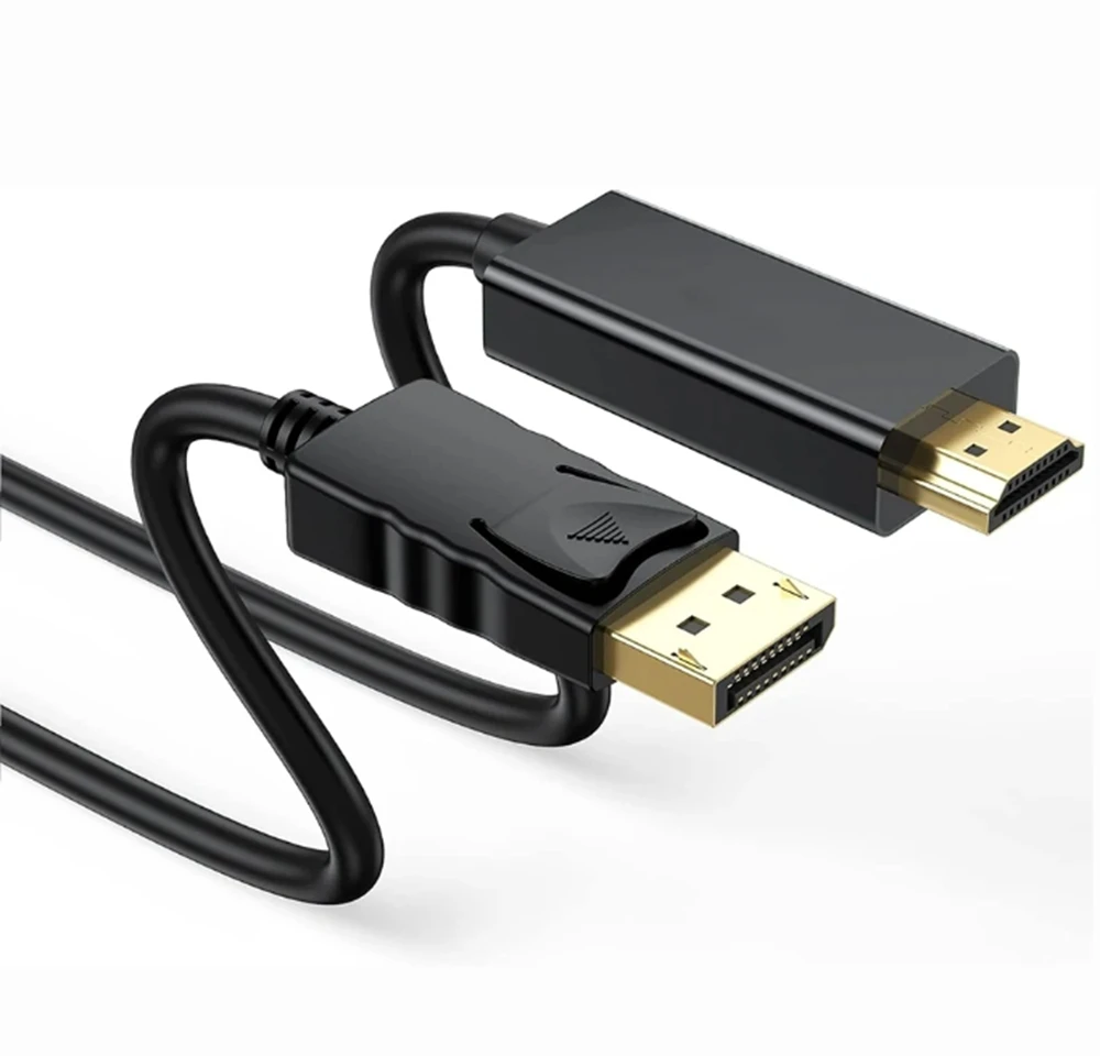 

Gold Plated DisplayPort DP to HDMI-compatible 4K Cable Uni-Directional Converter 1.8m Display Cord for PC Host to Target Monitor