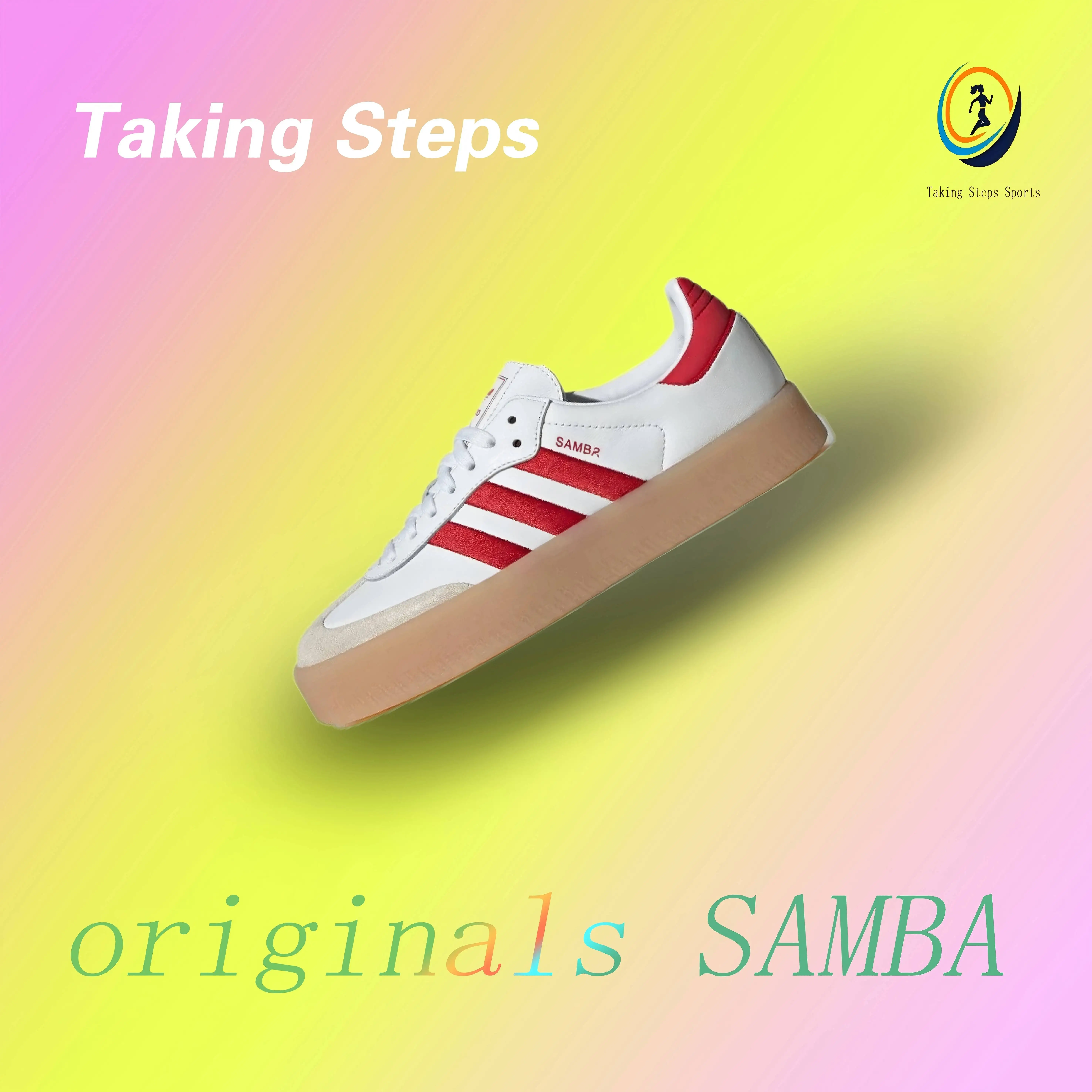 Adidas Originals SAMBA Classic Casual Low Top Board Shoes Estilos Masculinos e Femininos WhiteRedColorway