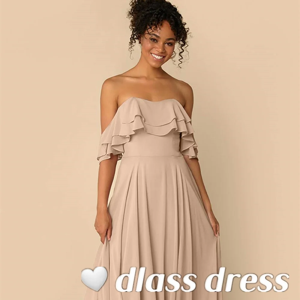 2022 New Chiffon Elegant Bridesmaid Dress Prom Party Spaghetti Straps Backless Floor Length Wedding Femme Vestido De Noiva فستان