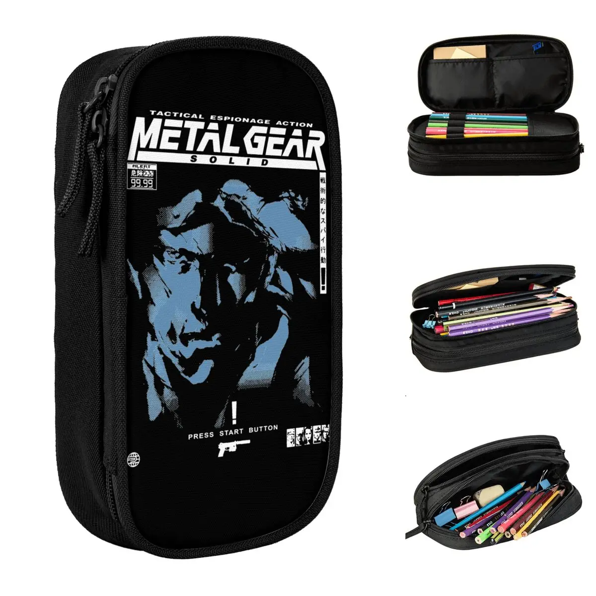 MGS1 Snake Metal Gear Solid Pencil Cases Lovely Pen Bag Girls Boys Large Storage Students School Gift Pencil Pouch