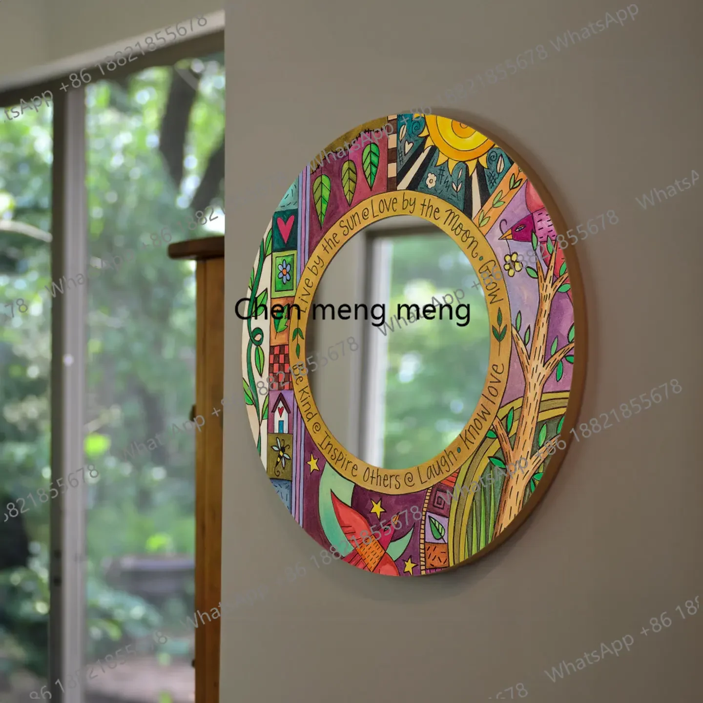 CC182 Medieval Art Mirror Decorative Painting Small Round Table Top Ornament French Makeup Mirror Wall Hanging