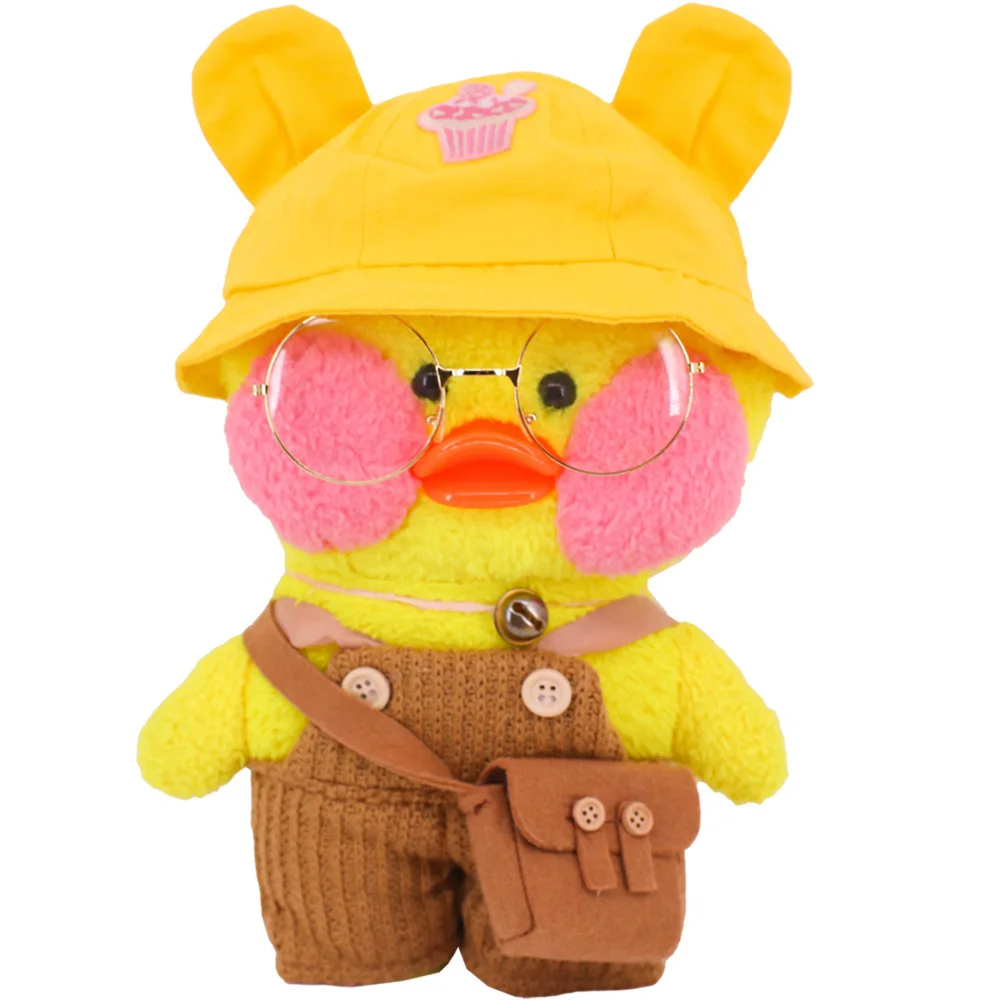 Kawaii Animal Overalls+Bag for 30cm Lalafanfan Doll Clothes Accessories Yellow Duck Bag Stuffed Plush Toy Duck Clothes Toy Gifts