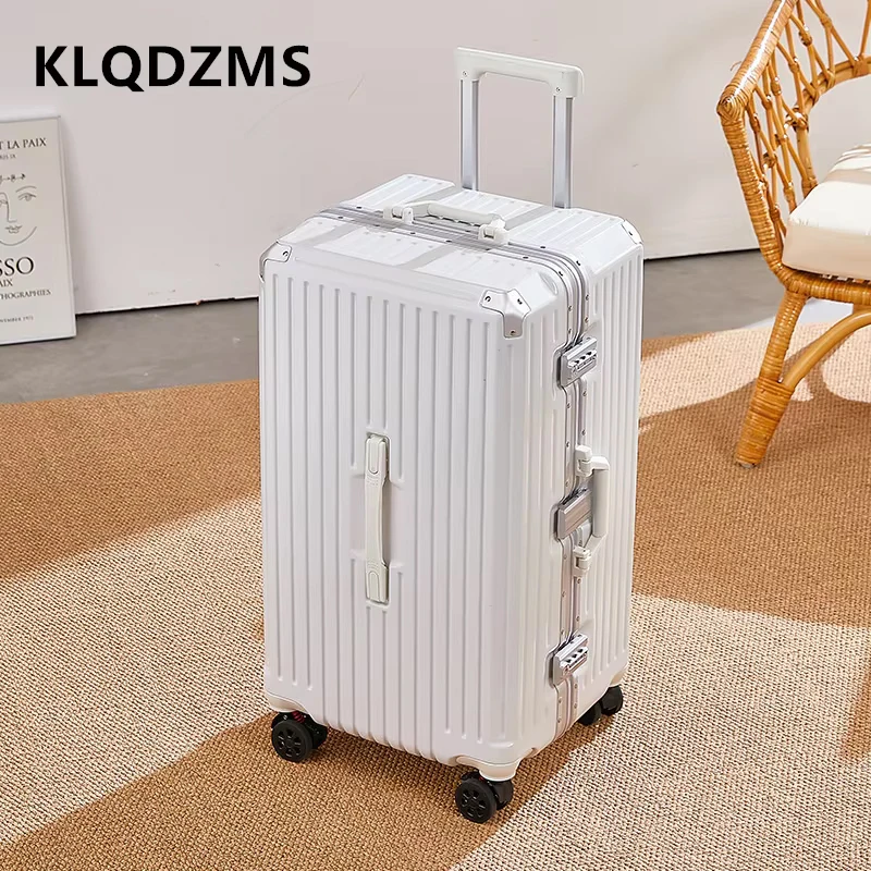 

KLQDZMS 20"22"24"26"28Inch PC Suitcase Aluminum Frame Boarding Box Large Capacity Multi-function Trolley Case Rolling Luggage