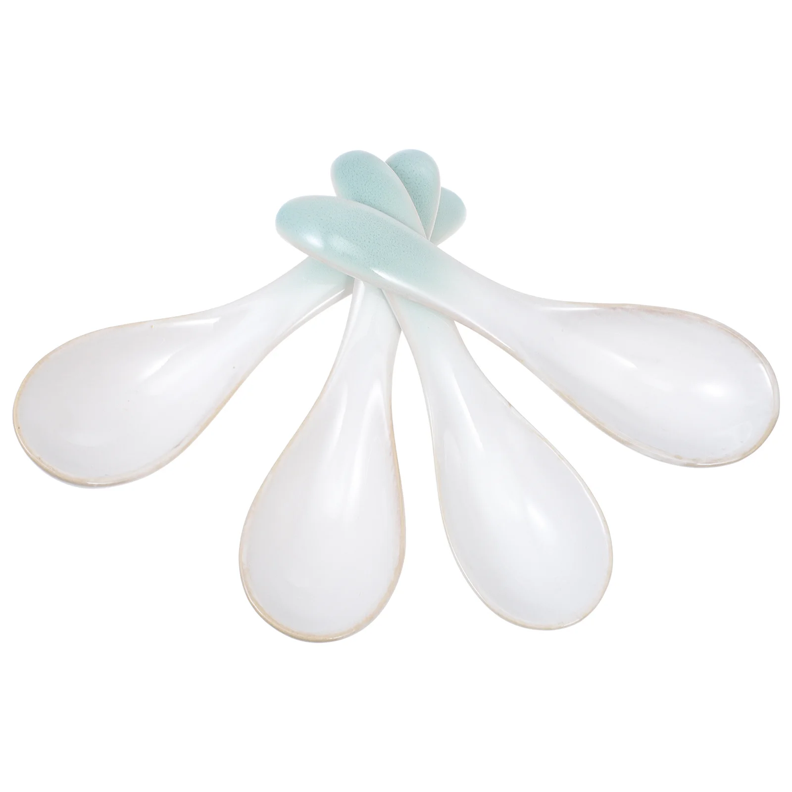 

4Pcs Ceramic Spoons Multipurpose Elegant Dining Sufficient Quantity Practical Housewarming Gift Retro Rice Spoons