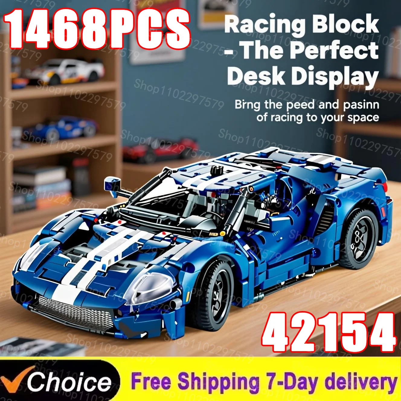 Nouveau technique 1468 pièces 2022 bleu GT 42154 MOC Kits de construction de voiture de course échelle 1:12 à collectionner détails réalistes affichage modèle jouet
