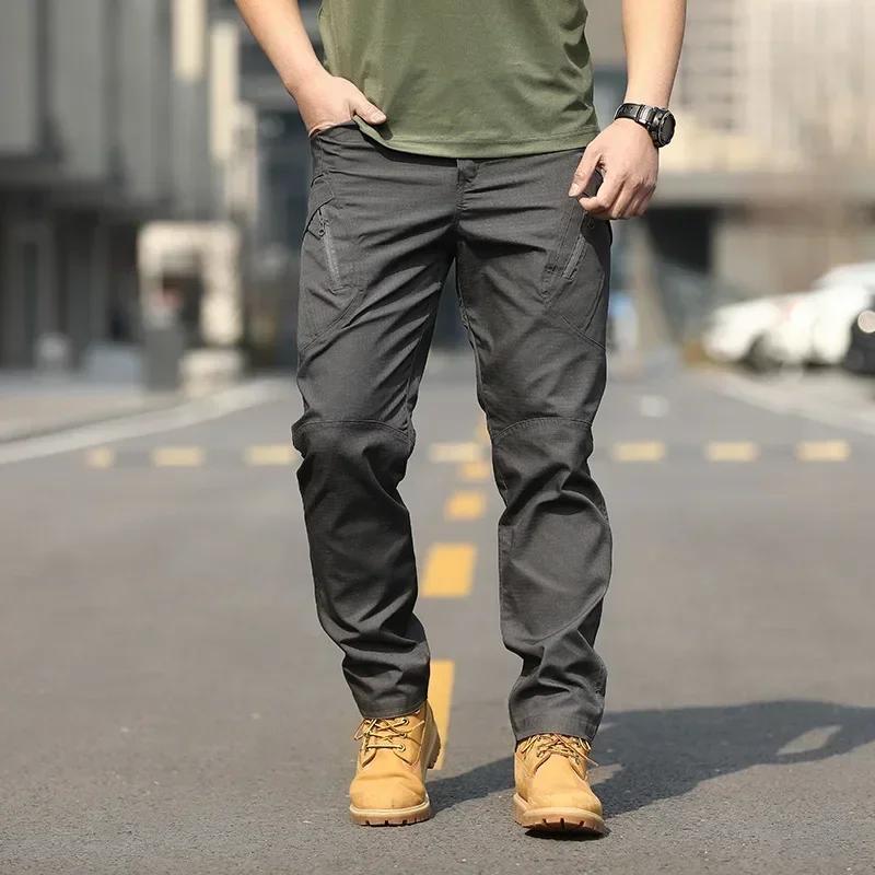 Men's multifunctional pocket tactical pants, wear-resistant Cargo Pants, water repellent, suitable for hiking and outdoor work