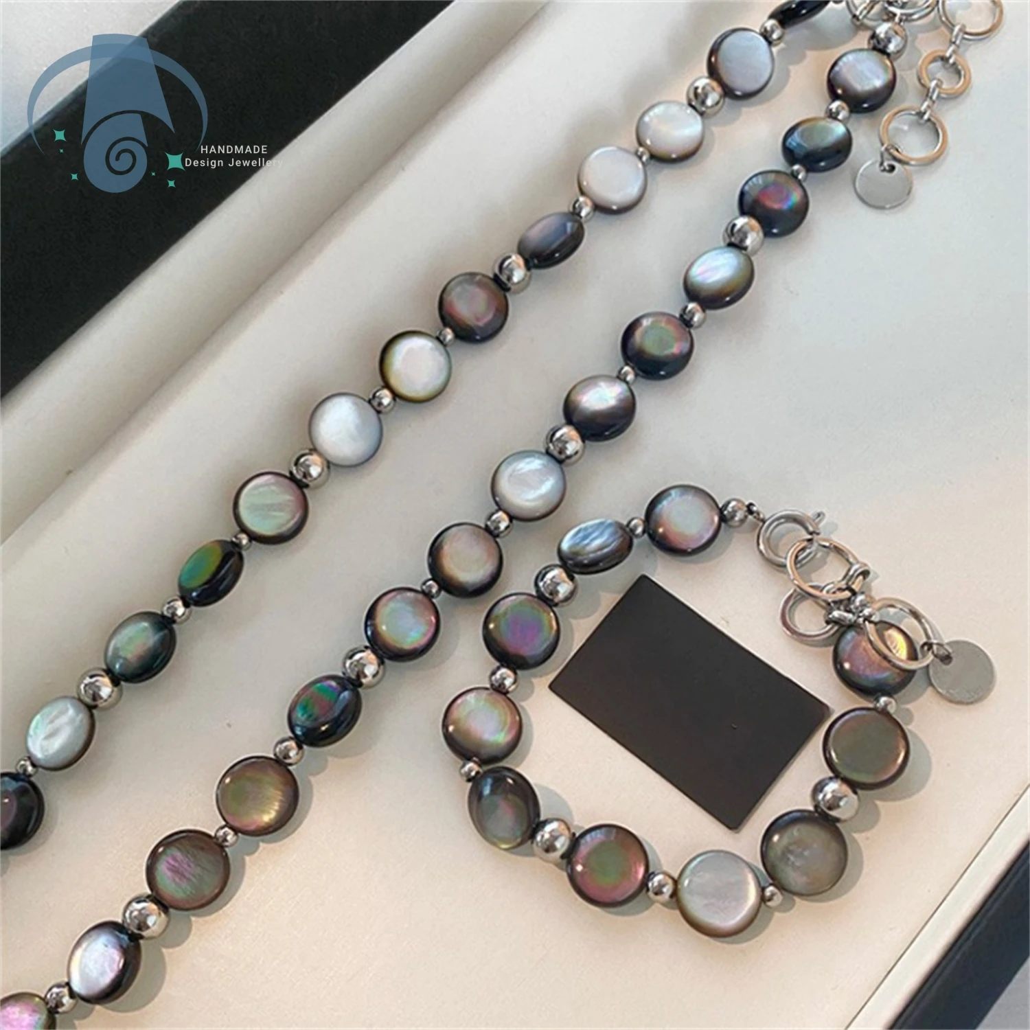 Natural Black Lip Mother of Pearl Necklace Abalone Shell Iridescent Beads Sweater Chain Elegant Women Jewelry Gift