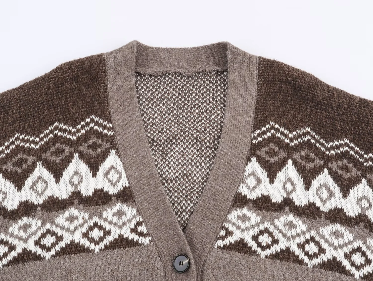 2025 خريف جديد المرأة عادية عصرية أنيقة كسول نمط الخامس الرقبة الجاكار سترة متماسكة مع تأثير المتعثرة #3