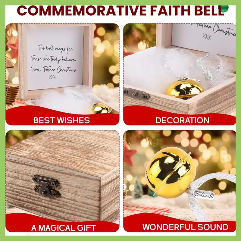 ABJT-Cinta de fe mágica de Navidad, campana de fe mágica de recuerdo de Navidad, recuerdo de decoración del hogar de árbol de Navidad