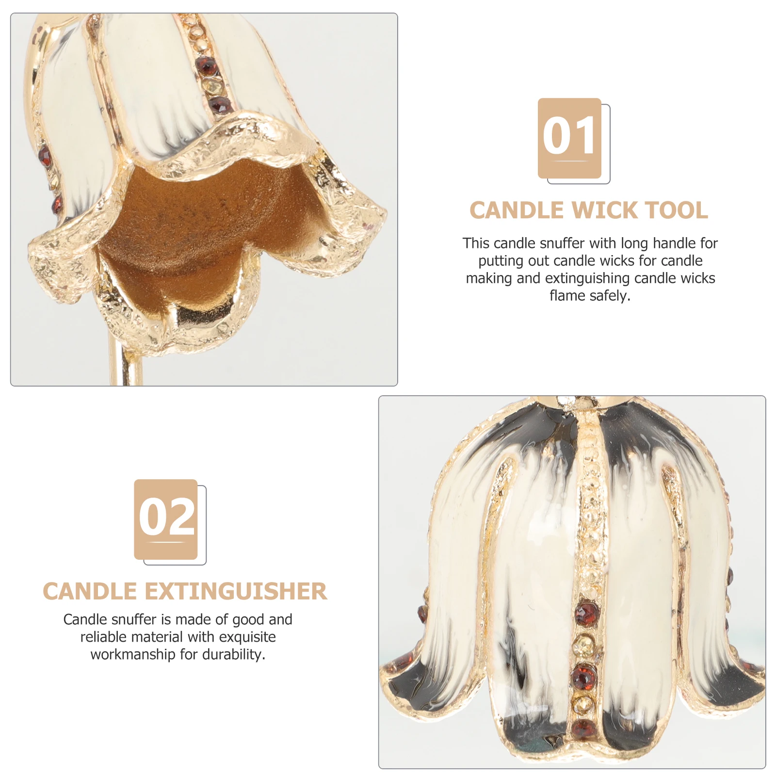 

Snuffer Long Handle Premium Metal Wick Extinguisher Safe Accessories for Scented Aromatherapy Jar Tea Light