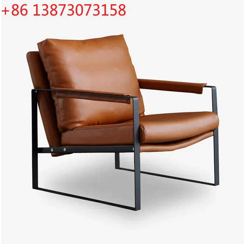 

Simple leisure chair living room single sofa minimalist sales department balcony leather negotiation chair designer furniture