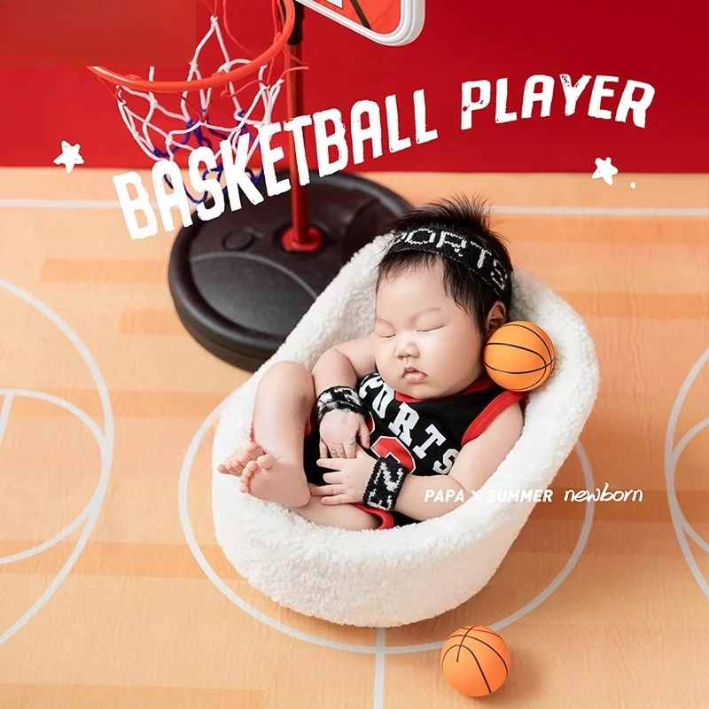 

Аксессуары для фотосессии новорожденных, реквизит для детской съемки, баскетбольная тема для мальчиков с мячами-кольцами для студийной фотосессии, реквизит для фотосъемки