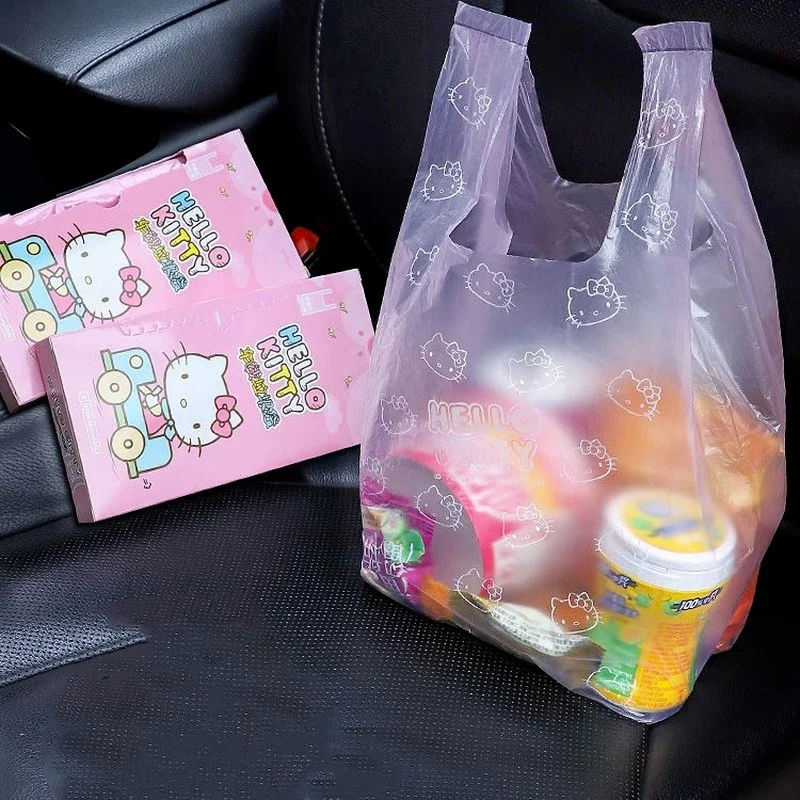 Hello Kitty Samochodowy worek na śmieci Plastikowa torba na śmieci do domu Wielokrotnego użytku Uroczy nadruk kreskówkowy Torba na zakupy w