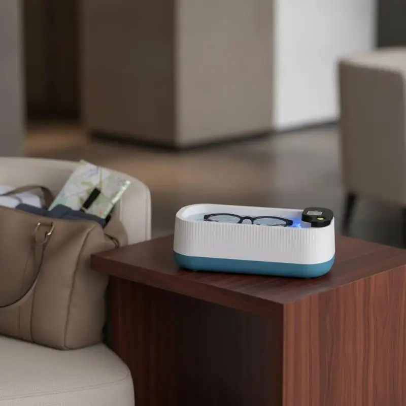 High-frequency Vibration Portable Eyewear Cleaning Machine Multi-functional for Home Travel Glasses Care Use
