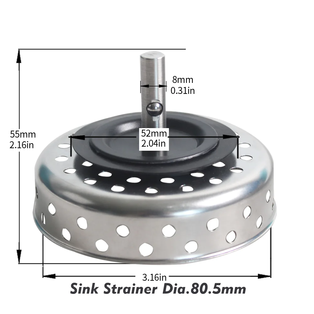 Talea Aanrecht Drain Stopper Rvs Spoelbak Afvoer Zeef 8.05Cm Mand Filter QS652