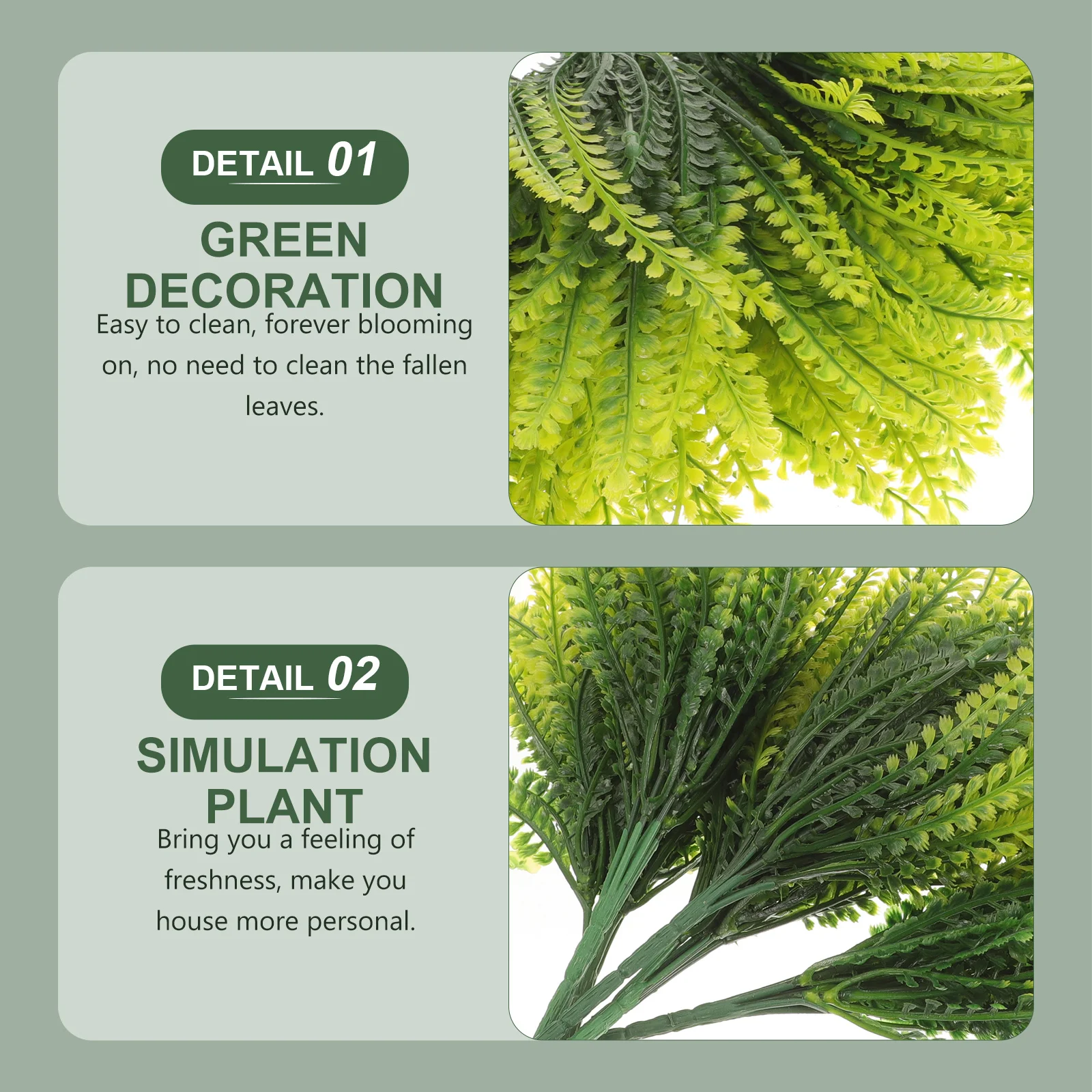 

5Pcs Artificial Plants Greenery Decor Lifelike Simulation Ferns for Home Office School Party No Watering Needed Easy to Clean