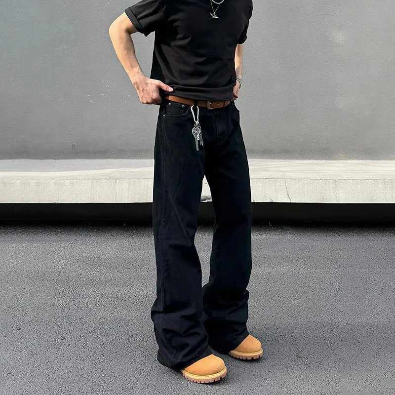 

2026 Spring Autumn New Fashion American Men's Straight Casual Trendy Black Simple Basic Loose Denim Trousers Male Jeans Pants