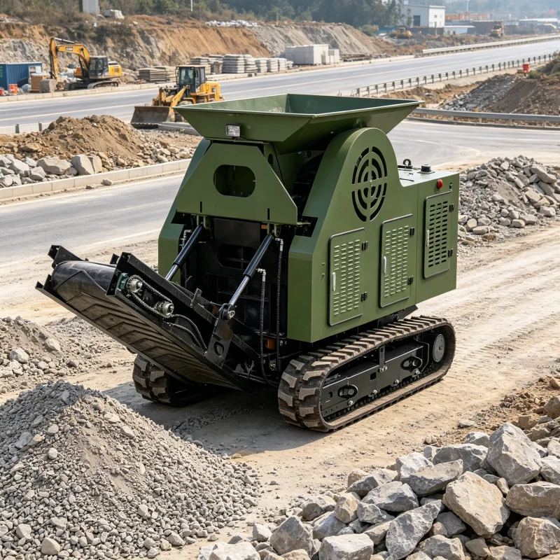 Compact Tracked Mobile Jaw Crusher And Screening Equipment Portable Stone Crushing Machine For Construction Waste Recycling