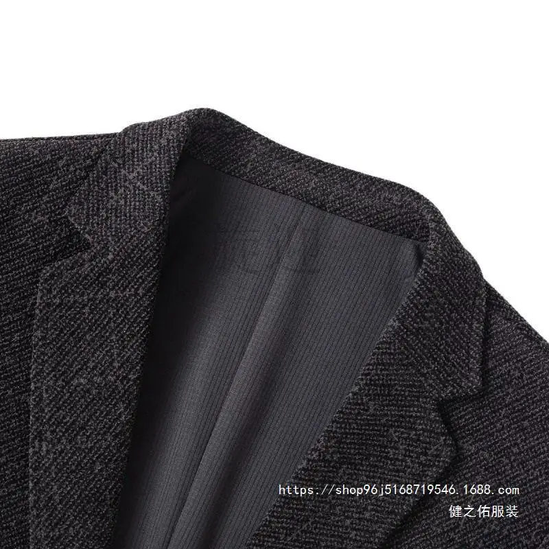 

3-A250 Father Suit New Thickened Casual Single West Jacket Middle-aged and Elderly Father Suit Men's Suit Cotton