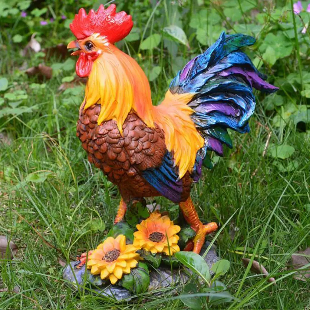 Simulation Rooster Model Decor Lifelike Animal Statue Gardening Accessories and Decoration for Patio