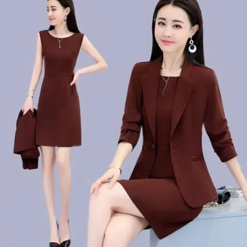 

Slimming Profional Women's Dr Spring Autumn New Sle Commute Wind Polyester Fiber Seven Sve Length Regular Length