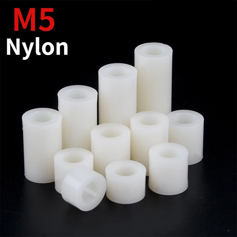 M5 ABS Nylon Insulation Column Pad Straight Column Nylon Sleeve ABS Cylindrical Round Hole Pillar PCB Spacer