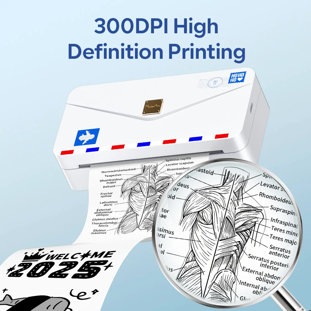 Phomemo M04AS Wireless Bluetooth Thermal Printer 110mm 300dpi HD Portable Photo Label Maker for Photo&Notes&Study&Work