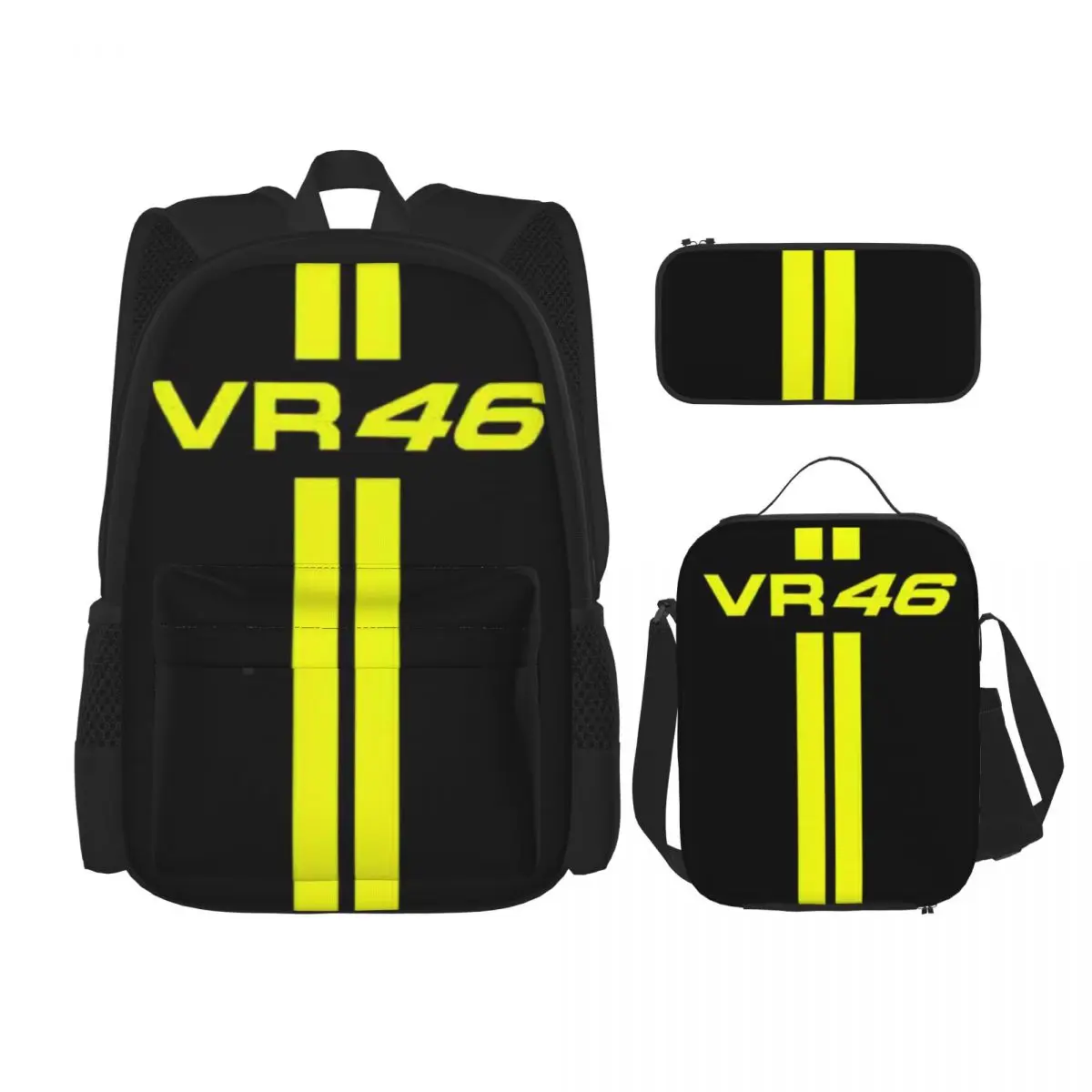 

Moto-Gp Rossi-Race Motorcycle Motocross Vr 46 BackpacksStudents School Bags Kids Rucksack Lunch Bag Pen Bag Three-Piece Set