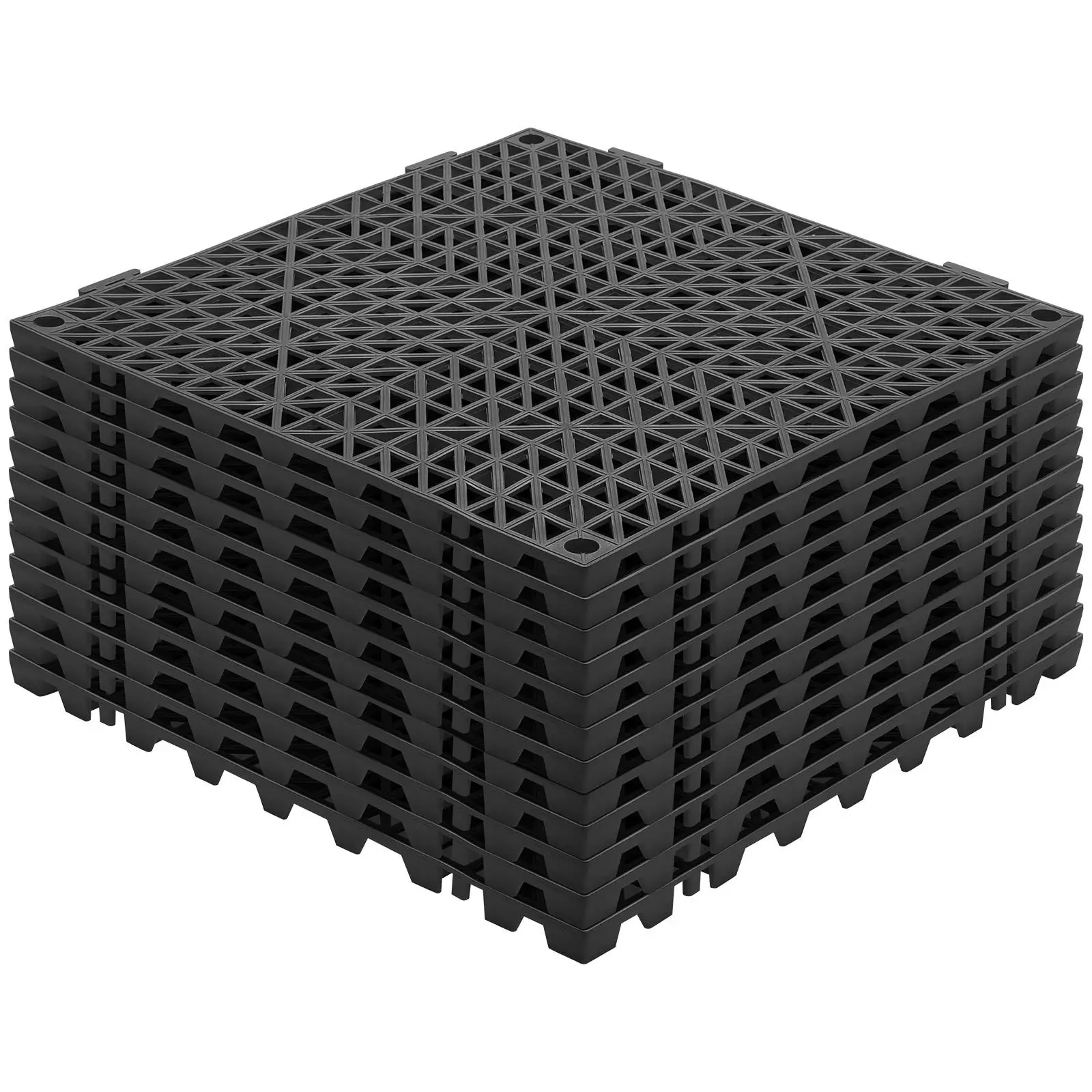 12 Pack 12 x 12 Inch Modular Interlocking PVC Drainage Floor Mats Non Slip Tiles with Drainage Holes for Bathroom Kitchen Pool and Wet Areas Black