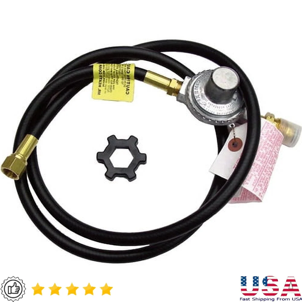 

5ft Propane Hose with Regulator Assembly BBQ Grill Connection Low Pressure Appliances Durable Brass Fittings Easy Installation