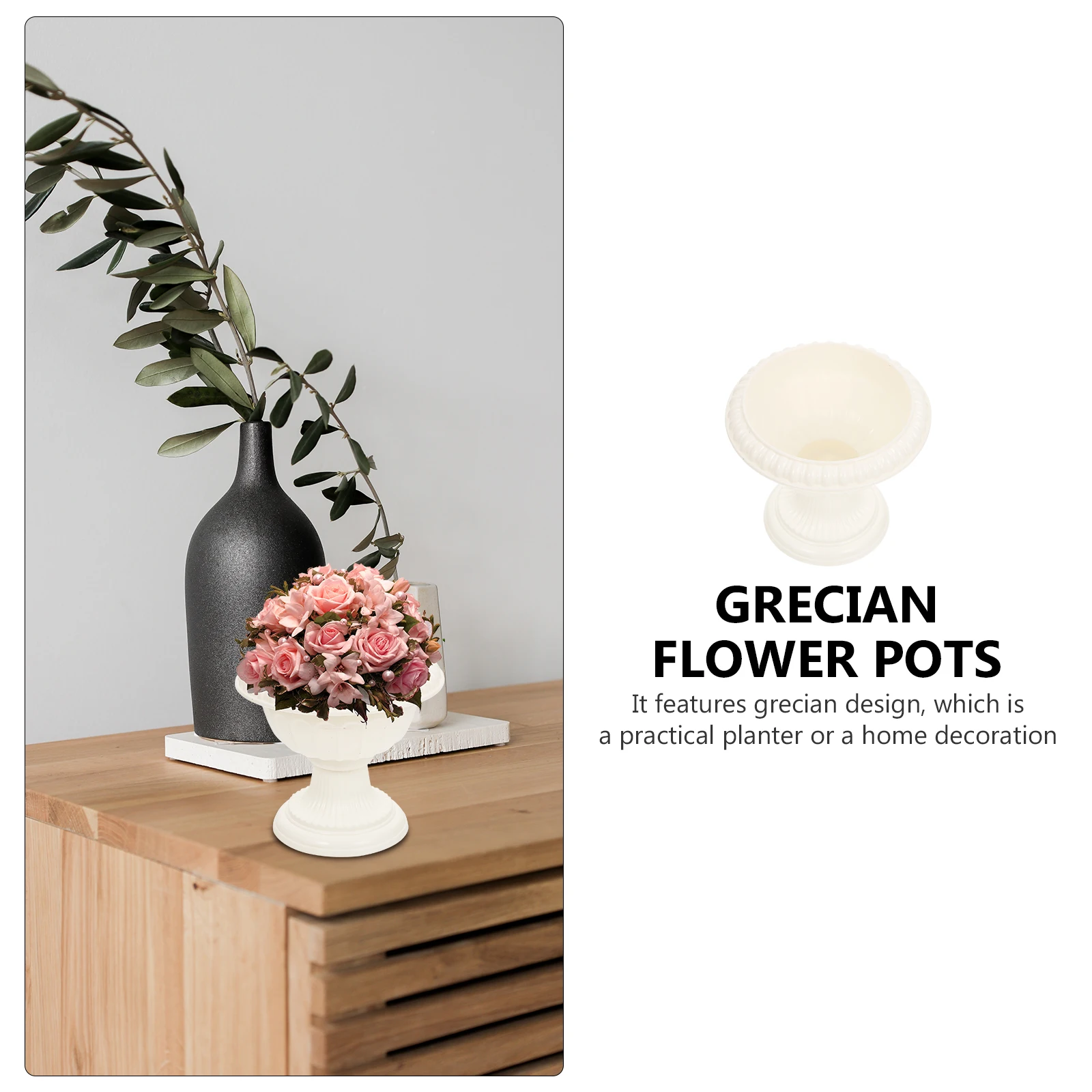

Grecian Flower Pillar Planter Durable European Style Garden Planter Decoration Plastic Planters