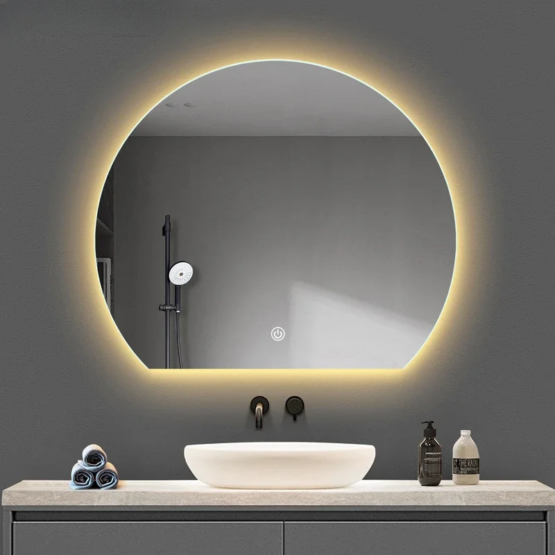 

Bolun Source manufacturer's semi circular dressing table wall mounted bathroom with LED lights, intelligent bathroom mirror for