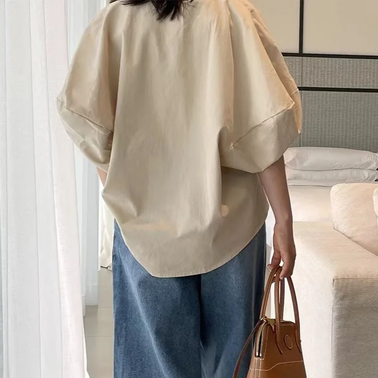 Branco solto ajuste verão irt feminino design sensação lanterna sve ort sve v-ne fino novo sle street faion