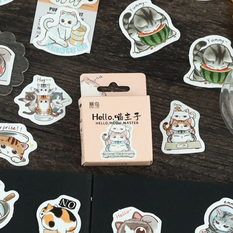 46pcs/Bag,Cat Stickers,Be for Suitcase Skateboard Luggage Laptop Phone Diy Sticke Decoration Stationery School Supplies Toys