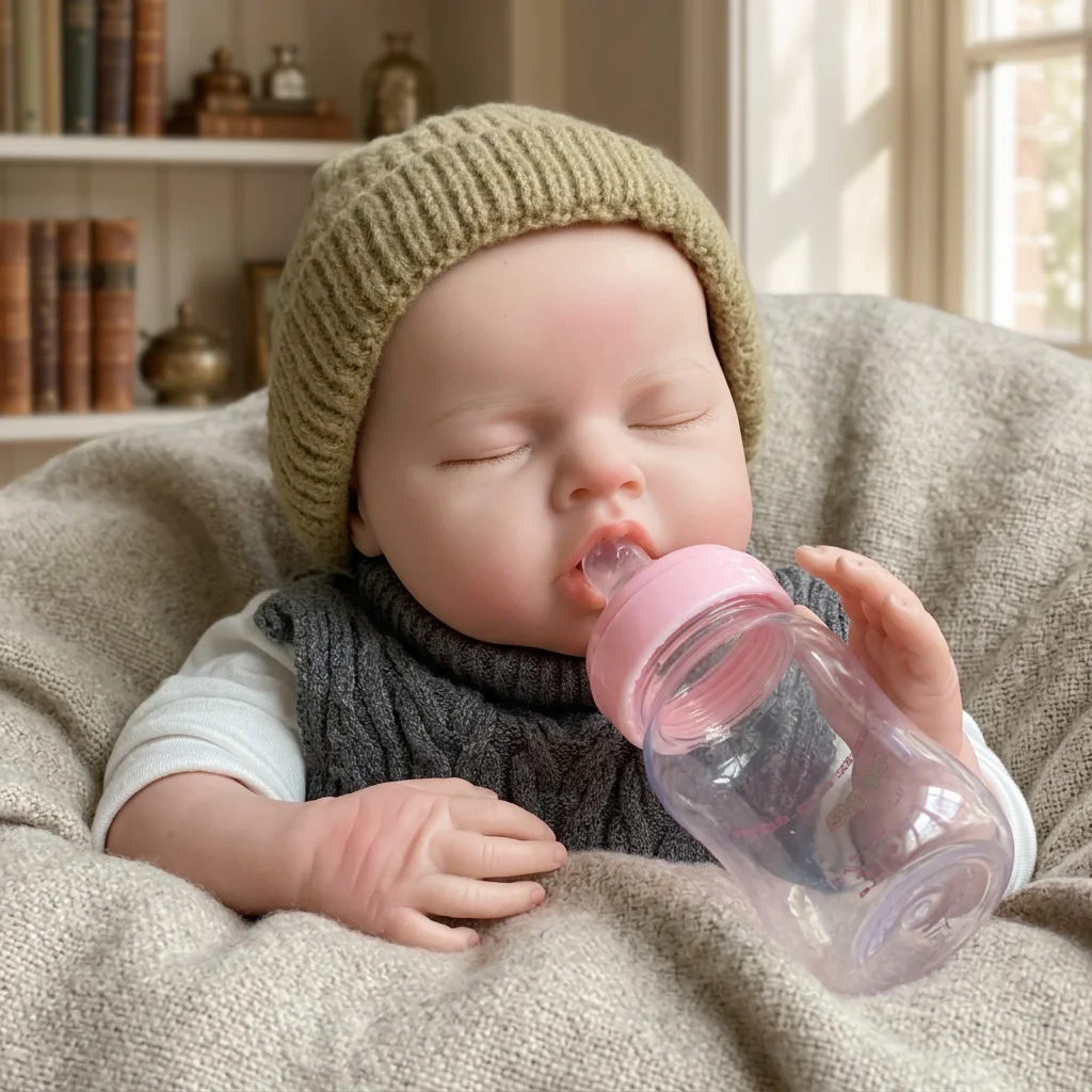 20 Inch Noah Full Body Silicone Reborn Doll Closed Eyes Sleeping Design Hand Painted Waterproof Lifelike Realistic Art Ornament for Holiday Birthday Gifts