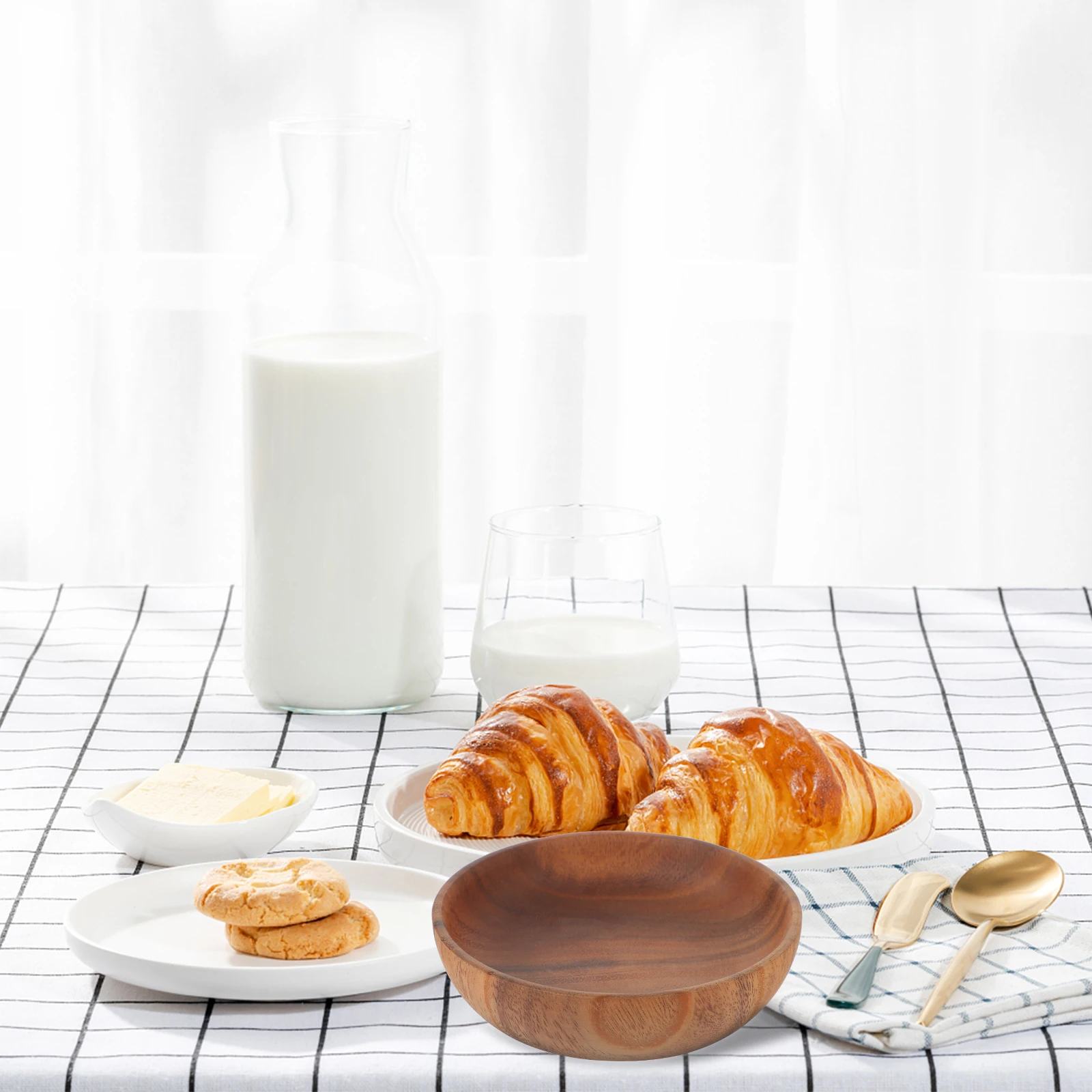 

Wooden Salad Plate Small Compact Lightweight Practical Round Shape Food Serving Plate Dessert Fruit Dish Sauce Dish