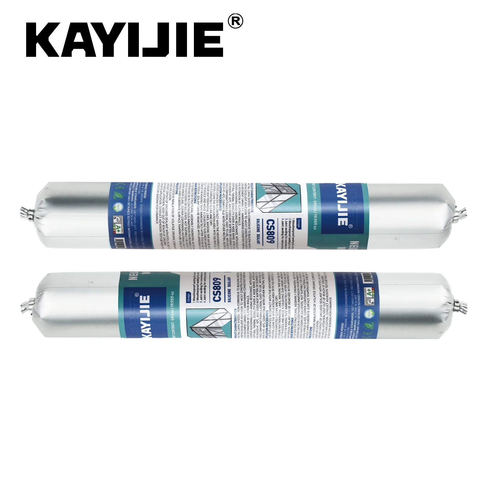 KAYIJIE-CS-809 Neutral Weather Resistant Silicone Sealant Black, Waterproof Caulk for Curtain Wall, Sunroom & Aluminum Panel