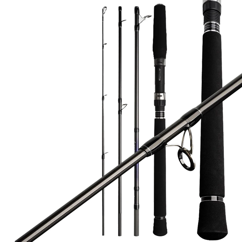 

AI-SHOUYU New 4 Section Big Object Lure Fishing Rod H Power Spinning Fishing Rod Solid Tip Carbon Fiber Boat Fishing Rod