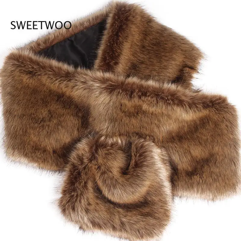 Faux Fox Fur Shawl with Collar - Women's Luxe Cape Wrap for Evening Party Wedding Prom Formal Dresses | Warm Scarf Neckpiece
