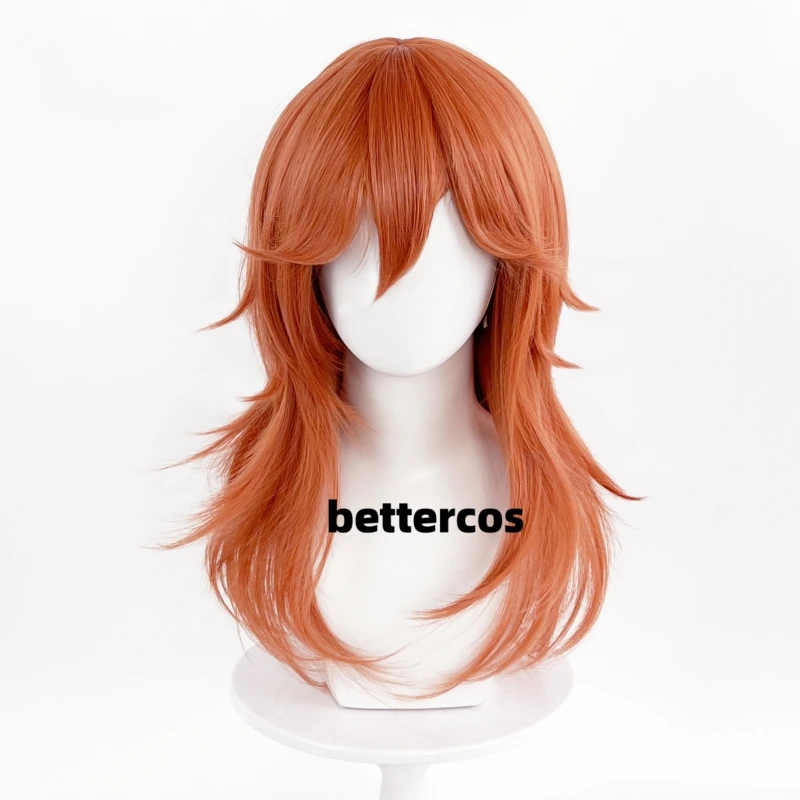 High Quality Angel Devil Cosplay Wig Mid-Length Red Orange Heat Resistant Synthetic Hair Comic Convention Party Wigs + Wig Cap