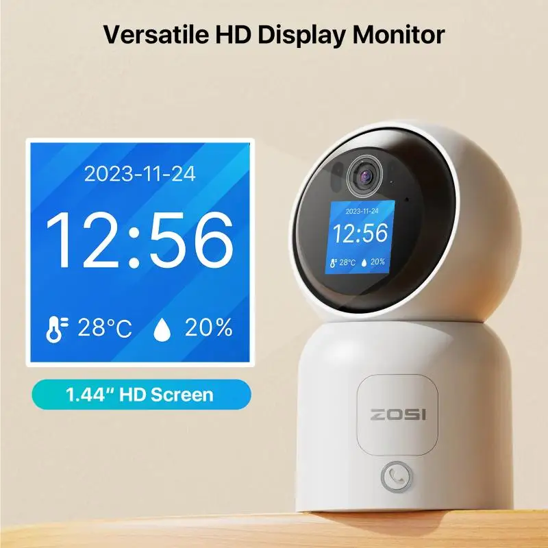 

ZOSI C519M 4MP HD Indoor Baby Monitor 1.44 Inch Screen 2.4G/5G WiFi Video Call Auto Tracking Wireless IP Smart Surveillance Cam