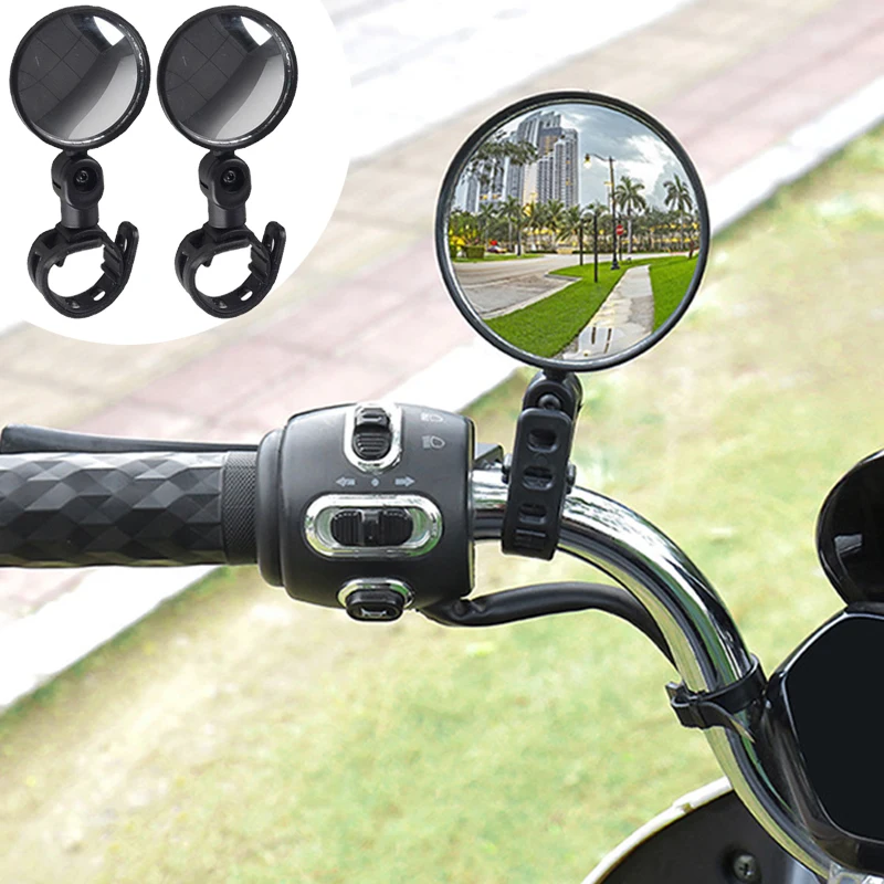 

2pcs Portable Bicycle Mirror Bike Mini Adjustable Handlebar Rearview Mirror Rotate Wide-angle Motorcycle Cycling Accessories