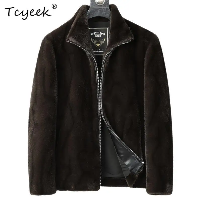 

Tcyeek Golden Diao Velvet Autumn Winter Korean Version High End Trendy Lapel Shearling Men's Fur Coat Abrigo Piel Real Hombre