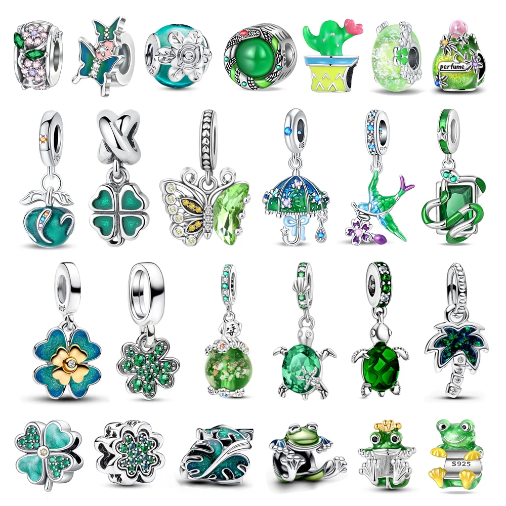 

Full of Life 925 Sterling Silver Butterfly Four-leaf Clover Frog Potted Plant Umbrella Pendant Classic Design Gift For Girlfrien