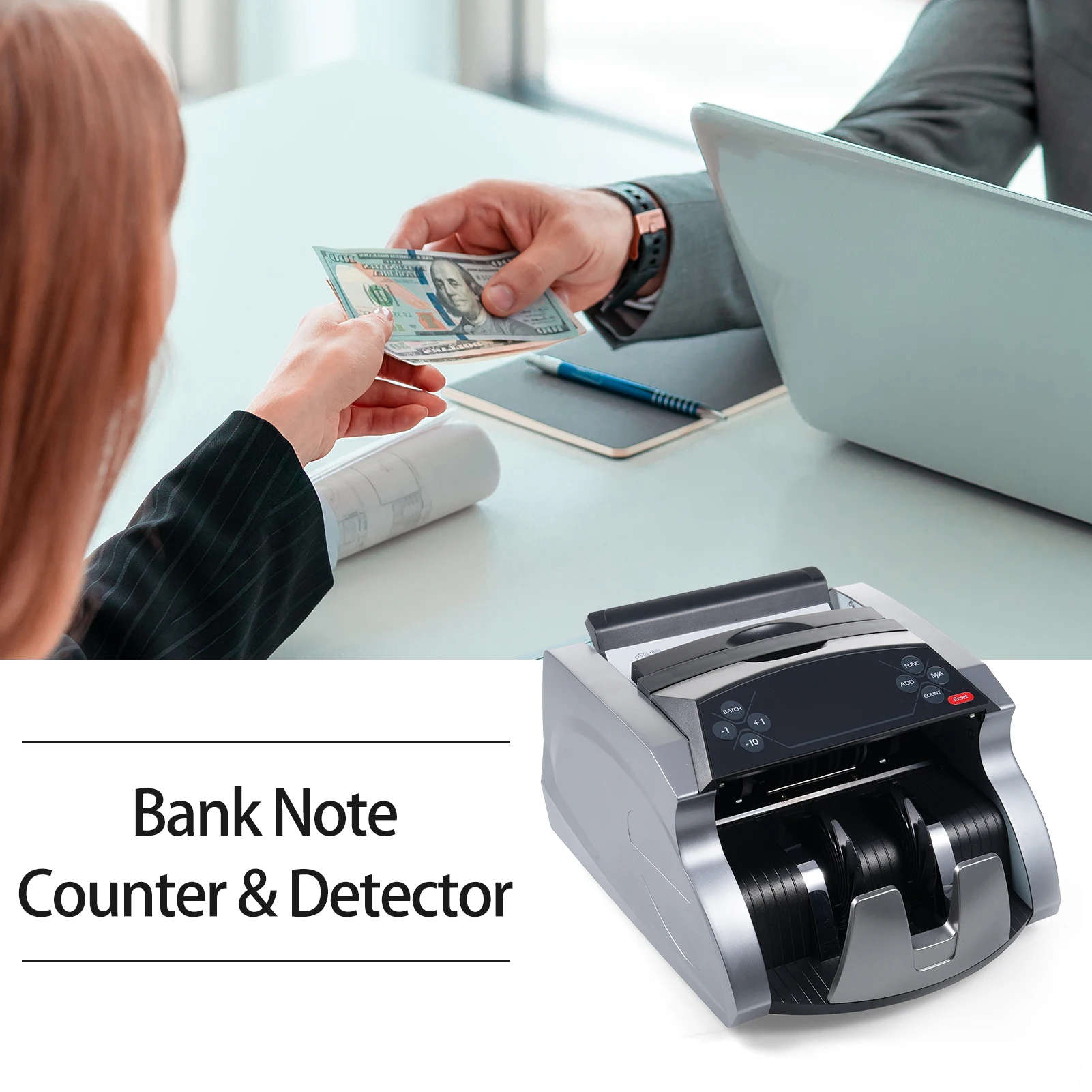 Money Counter Machine Counterfeit Bill Detector with UV MG IR Detection Automatic Money Detection Fast Counting Speed Cash