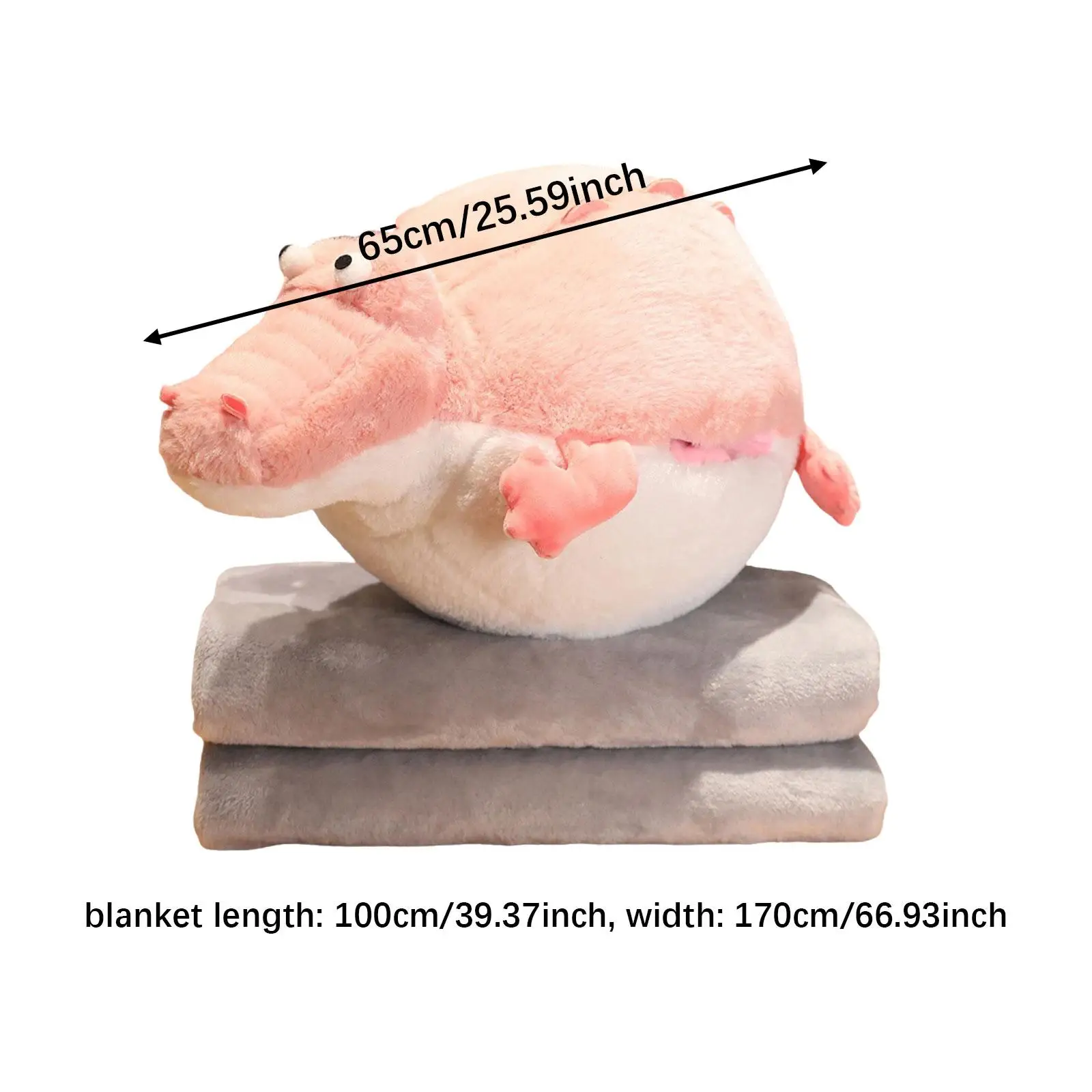 Soft Plush Animal Crocodile Pillow with Throw Blanket Stuffed Doll Toy Cute Decorative Cushion for Bedroom Living Room