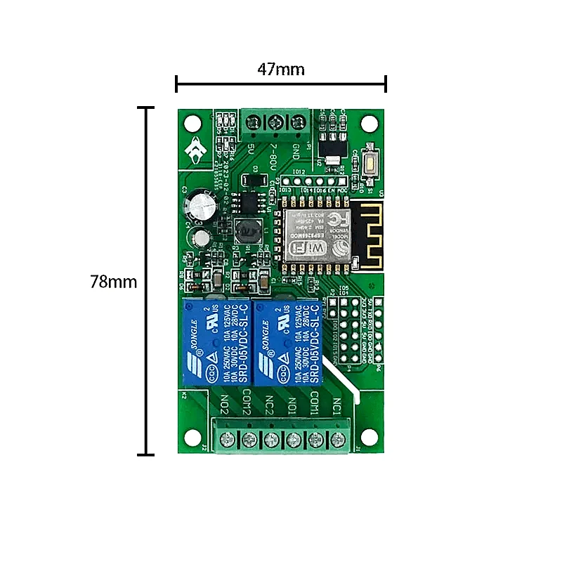 ESP8266 ESP-12F WiFi AC 250V / DC 30V 2 Channel Relay Module Wireless Development Board for Arduino Smart Home