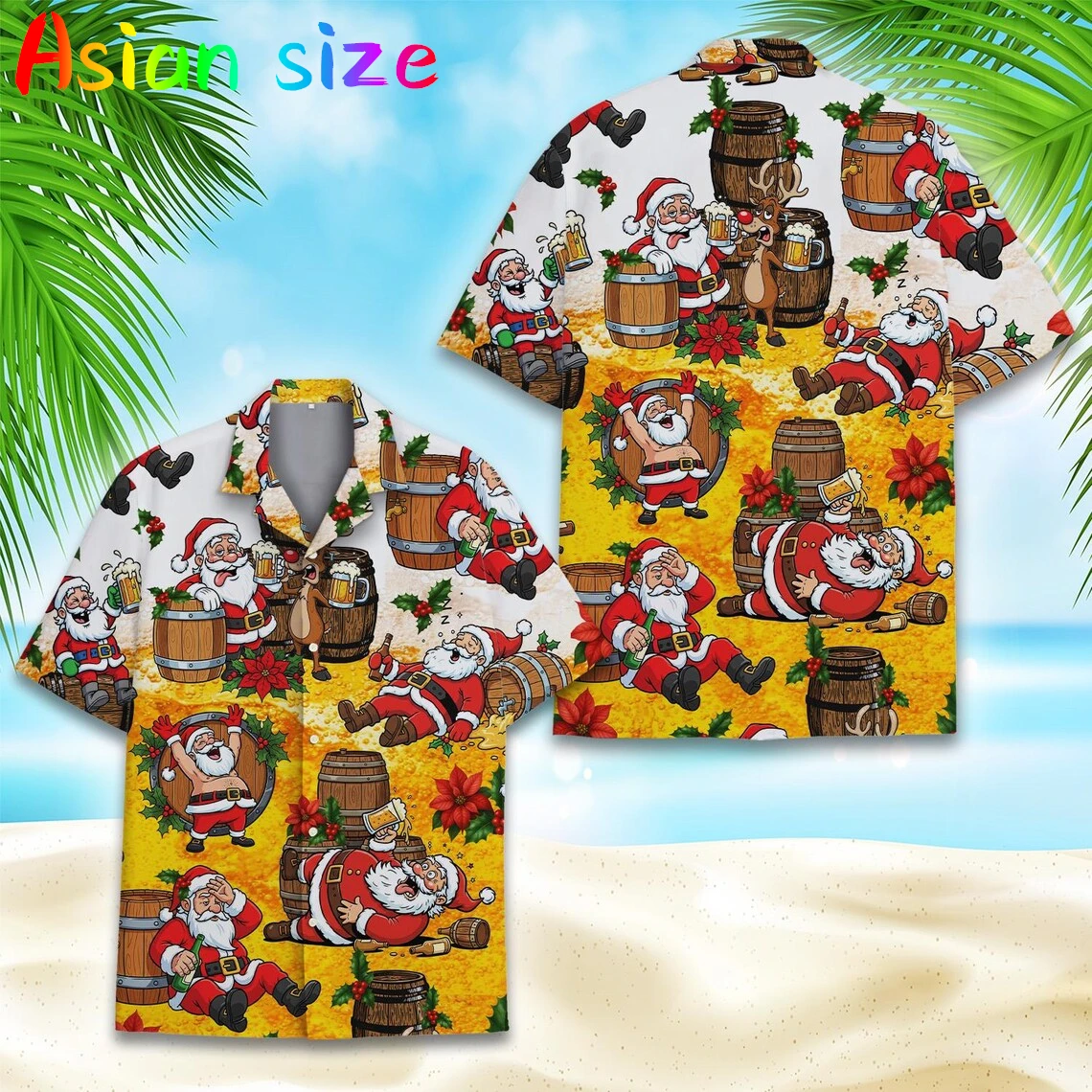 Funny Christmas Santa Claus Motorcycle Shirt For Men All Over Print Autumn Party Xmas Top Casual Short Sleeve Lapel Blouse