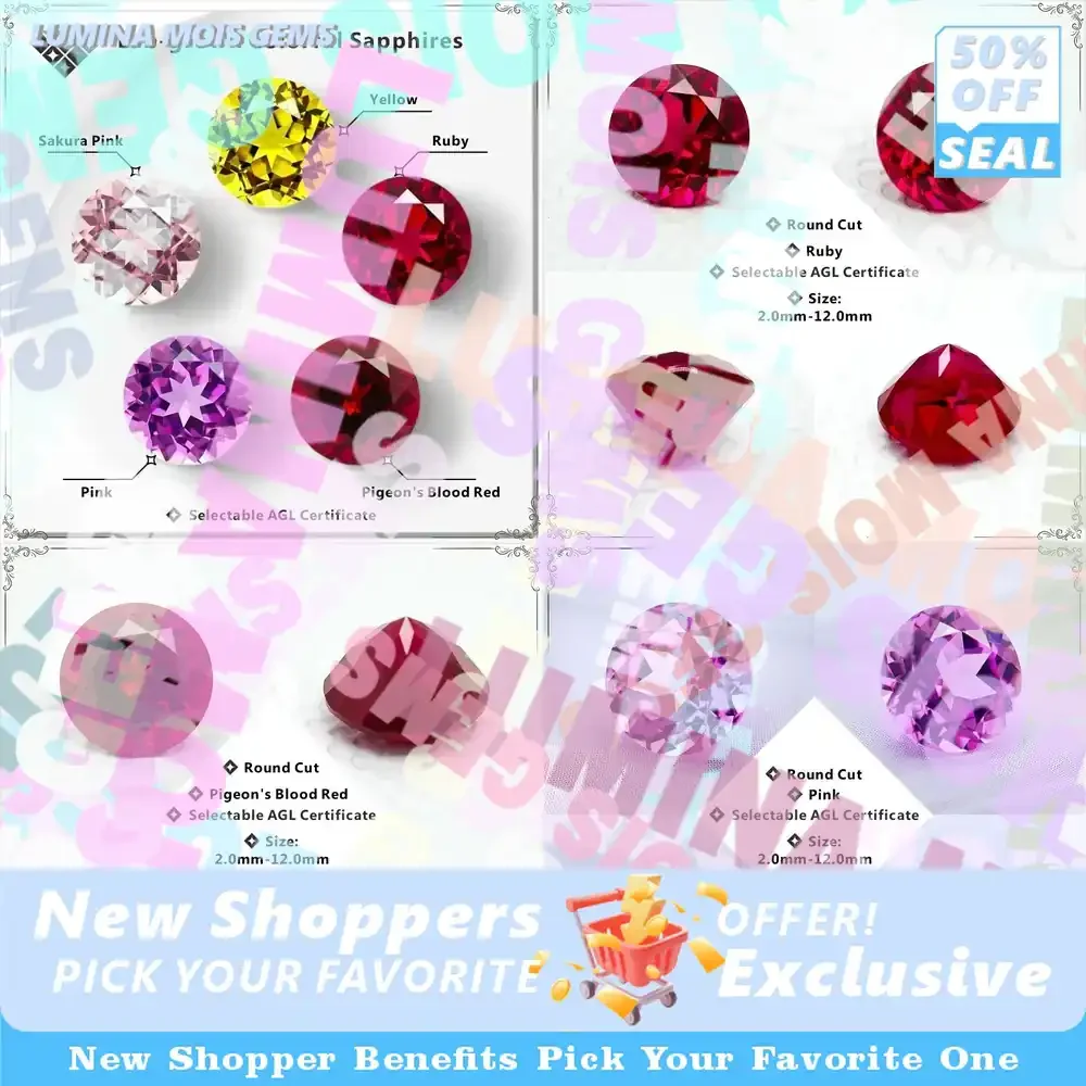 

Round Cut Lab Grown Colorful Sapphires, Multi-color AAA+ Clarity Gems, AGL Certified Stones for Custom Jewelry Design & DIY