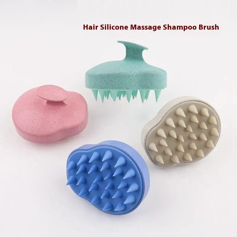 Weichen Kamm Haar Waschen Massage Tiefe Kopfhaut Reinigung Shampoo Pinsel Silikon Shampoo Pinsel Weizen Stroh TPE Griff Massage Kopfhaut